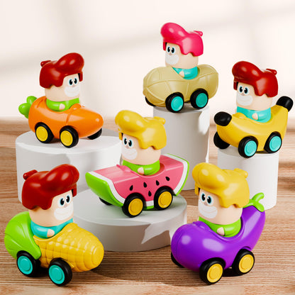 iPlay, iLearn Press to Go Car Toys for Toddlers 1-3, Baby Fruit Racing Cars, Infant Play Vehicle Set, Baby Push Go Friction Car Toys for 18 24 Month, 1st Birthday Gifts for 1-2 Year Old Boys Girls Kid