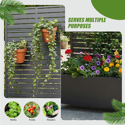 Casaphoria 72"x35" Metal Raised Garden Bed with Trellis(2 Pack), Outdoor Planter Box with Wheels & Drainage Holes for Climbing Plants, Flowers, Elevated Garden Kit with Privacy Screen, Black-Louvered