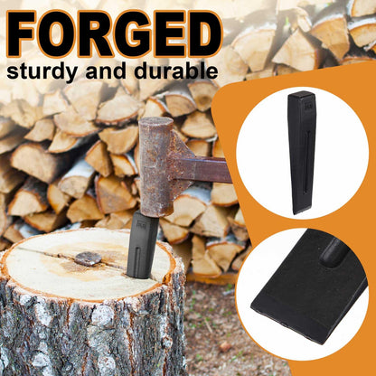 Otoolling 2 Pcs Manual Log Splitter Wedge Wood Splitting Wedges for Firewood 2 Way Black Design Forged Steel Tool for Easy Wood Splitting Sharpened Edge for Outdoor Logging Chopping(3 Lbs)