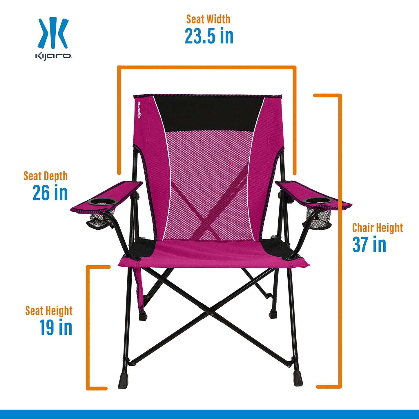 Kijaro Dual Lock Portable Camping Chairs - Enjoy the Outdoors with a Versatile Folding Chair for Sports, Lawn - Dual Lock Feature Locks Position – Hanami Pink