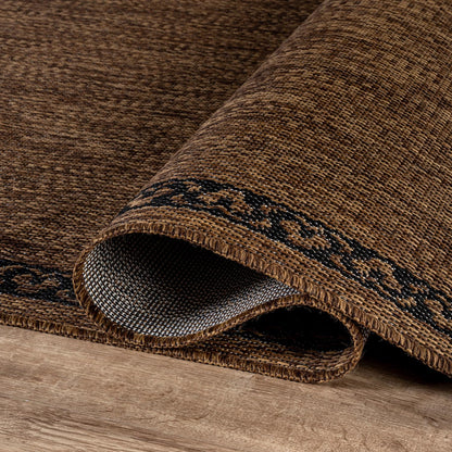 Washable Outdoor Rug 5x7 Modern Area Rugs Outdoor Carpets Bordered Pattern Non Shedding Waterproof Easy Clean Patio Deck Porch Living Room Bedroom Garden RV (5 X 7 Gold)