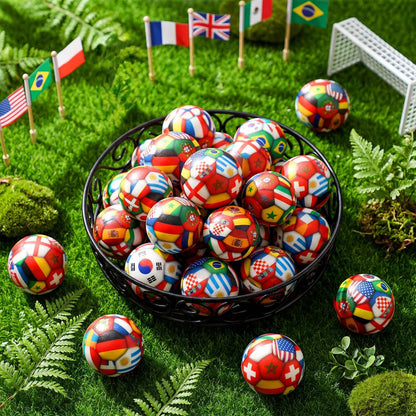 Syhood 30 Pcs Mini Soccer Stress Balls International Country Flags Mini Foam Soccer Small Foam Anxious Toy Sports Lover Gift for Adult Football Party Decoration Supplies
