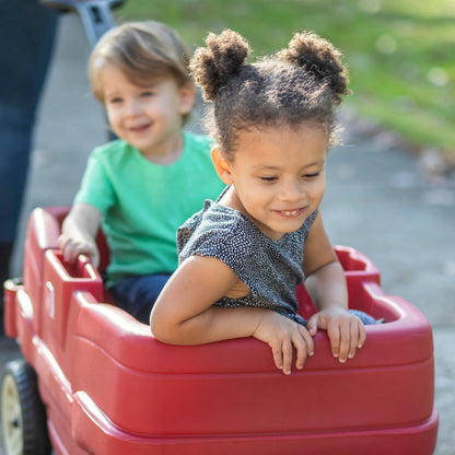 Step2 Neighborhood Wagon, Kids Ride On Toy, Stroller Substitute, Includes Seat Belts, Made of Durable Plastic, Max Weight 75 lbs., For Toddlers 1.5-5 Years Old, Red