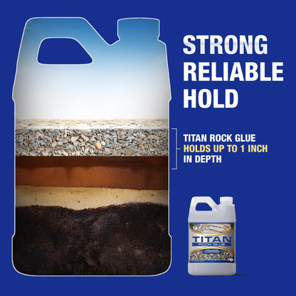 Titan Rock Glue for Landscaping - Stone Glue for Outside Rocks, Small Pebbles, & Pea Gravel, Gravel Binder, Pathway Stabilizer, Long-Lasting Formula, Prevents Erosion (128 Fl Oz) by Fusion Chemical