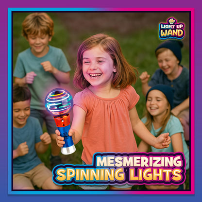IPIDIPI TOYS Spinning Light Up LED Magic Wand for Kids - Easter Basket Stuffers Light Up Toys, Goodie Bag Filler - Ideal Gift, Birthday Party Favors for Boys & Girls