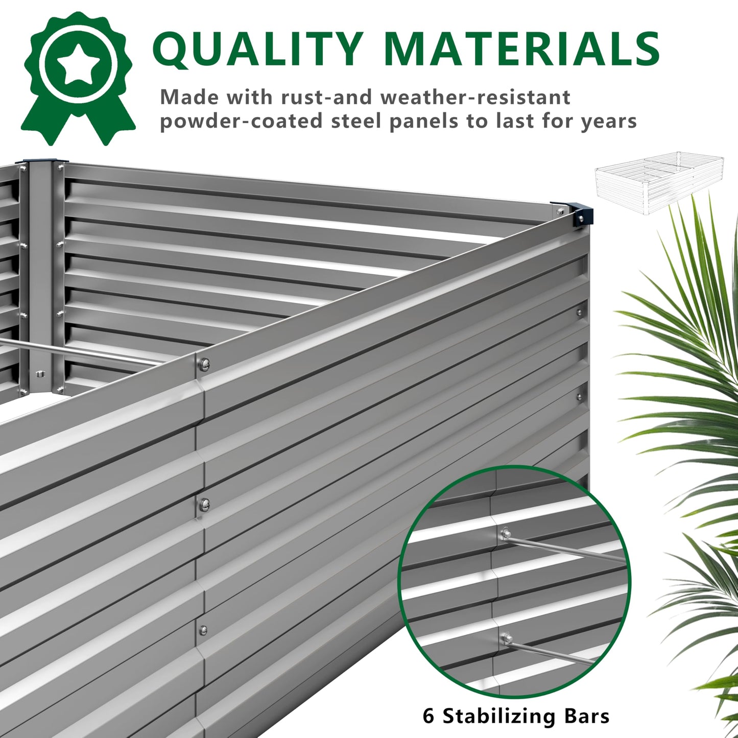 MGNO 12x4x1.5FT Galvanized Raised Garden Bed-Outdoor Planter Box for Vegetables-Metal Garden Bed,RRectangle Planting Box for Herb,Flower