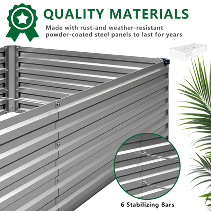 MGNO 12x4x1.5FT Galvanized Raised Garden Bed-Outdoor Planter Box for Vegetables-Metal Garden Bed,RRectangle Planting Box for Herb,Flower