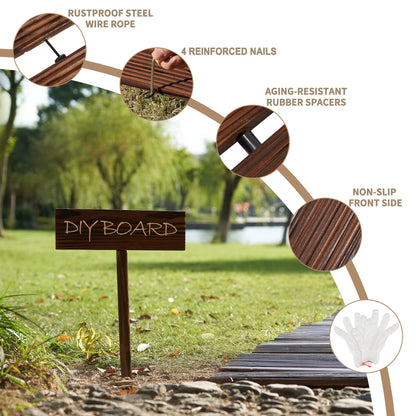 Spurgehom 7FT Wooden Garden Pathway Curved Outdoor Walkway Roll Out Cedar Wood Patio Flooring Path Decorative Lawn Patio Pavers Boardwalk Beach Wedding Party (Brown)