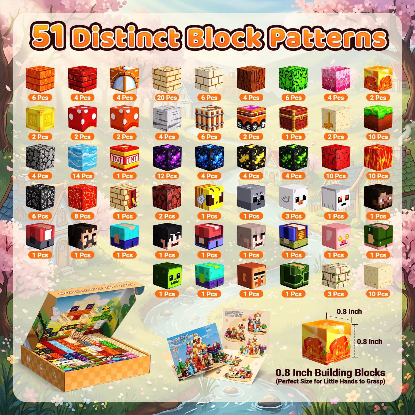 Tasalia Magnetic Building Blocks for Kids Ages 3+, 200PCS 0.8 Inch Magnetic Blocks, Magnetic Cubes Toys, STEM Educational Stacking Blocks for Boys Girls, Perfect Holiday Birthday Gift(Chick Lava)