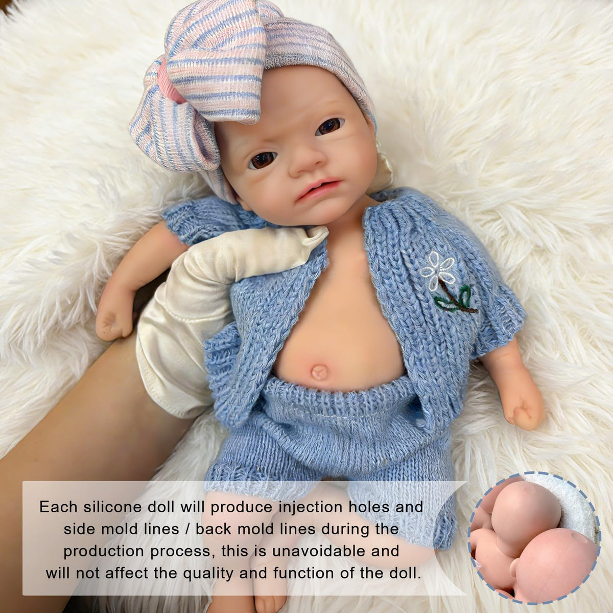 Gileutay 12 Inch Life Like Silicone Baby Doll Girl with Open Mouth Realistic Full Body Silicone Reborn Baby