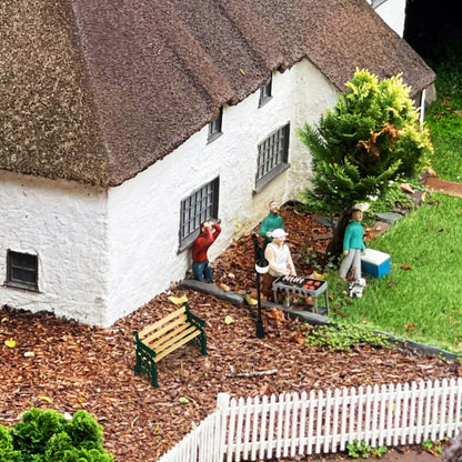 JOINPAYA Miniature Street Bench Set: Dollhouse Miniature Park Bench with Curved Street Lamp Decor Mini Furniture Accessories for Micro Scene Dollhouse Decor