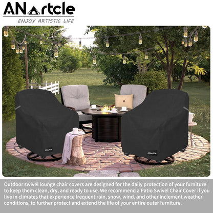 ANartcle Swivel Patio Chair Covers 2 Pack,Waterproof Heavy Duty Outdoor Chair Covers,Patio Swivel Chair Covers for Outdoor Furniture (30 W x 34 D x 38.5 H inches) Black.