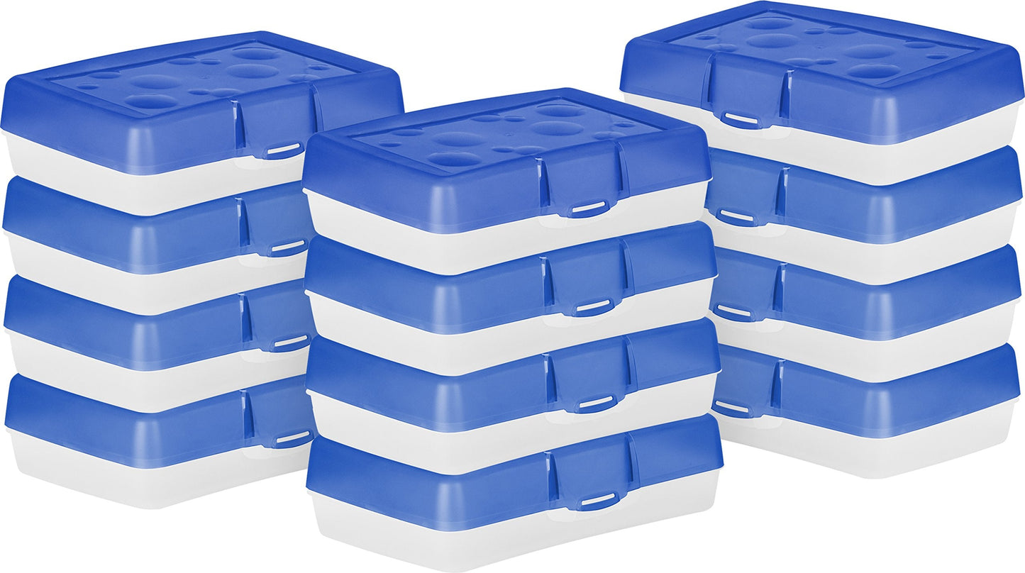 Storex Pencil Case, 8.38 x 5.63 x 2.5 Inches, Opaque Blue, Box of 12 (61623A12C)