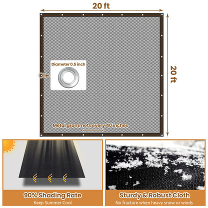 Riare 90% Black Shade Cloth- 20 x 20 FT Sunblock Garden Shade Cloth, Sun Shade Mesh Tarp with Reinforced Grommets for Greenhouse, Garden, Patio, Backyard, Plants, Pergola, Chicken Coop