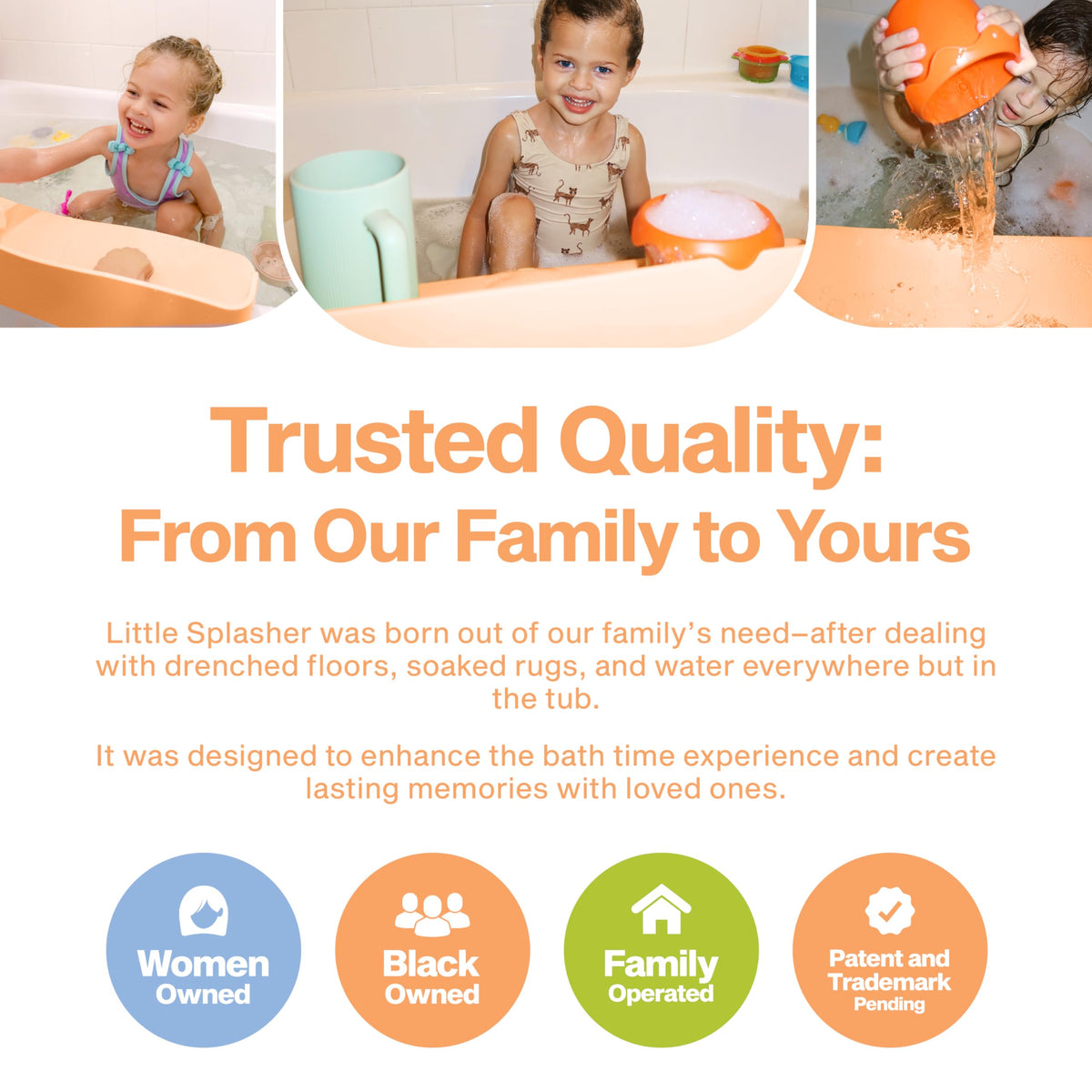 Little Splasher Original PlayPad, Bathtub Splash Guard Play Shelf - Toy Tray Caddy Holder Storage - Suction Cups Attach to Bath Tub - No Mess Water Spill in Bathroom for Toddlers Kids Baby (Orange)