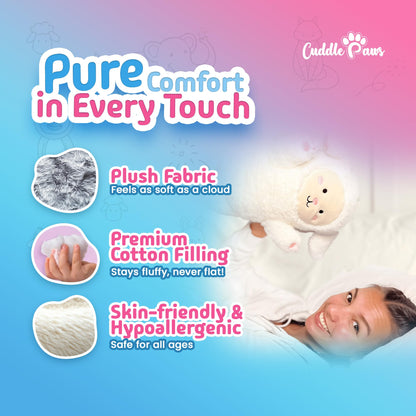 Cuddle Paws Lamb Plush Body Pillow for Kids | Long Stuffed Animal Cuddle Pillow | Soft Hugging Toy | Plushie Gift for Girls & Boys | Long Plush Body Pillow for Sleep & Comfort | Medium, 35 Inches