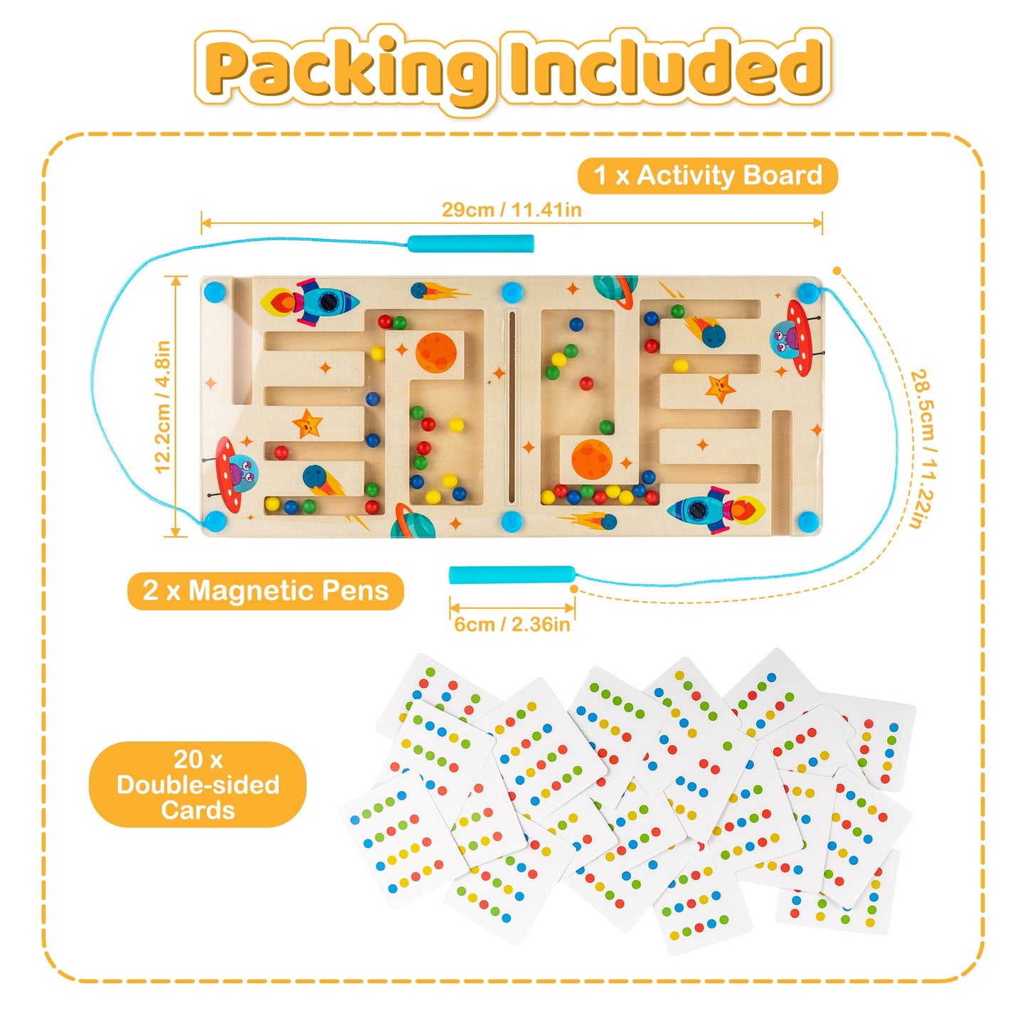 Kids Montessori Magnetic Wooden Toys - Bead Sorting & Stringing Activity for Kids Ages 3-7, Preschool Educational Logic Game, 2-Player Brain Teaser, Travel-Friendly Toddler Toy, Gift for Boys & Girls