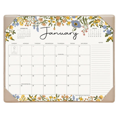 Desk Calendar 2026 with Desktop Mat, Cabbrix Desk Pad Calendar 15 x 12 Inch Runs From January 2026 to June 2027, Floral Design Calendar 2026 for Home School and Office (Apricot)