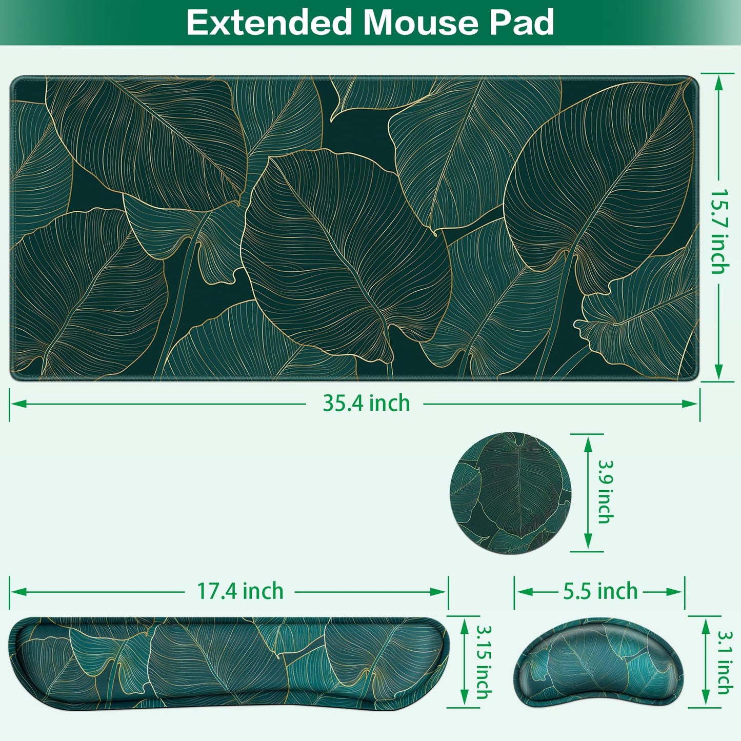 Desk Mat, Large Gaming Mouse Pad with Wrist Rest, 4in1 XXL Mousepad+Keyboard Wrist Rest+Mouse Pad Wrist Support+Cup Coaster Set Ergonomic for Computer Desk Accessories Decor Home Office Table Women