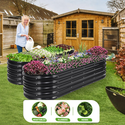 Permade Galvanized Raised Garden Bed Outdoor- Raised Beds for Gardening| Metal Planter Box, Steel Raised Garden Bed Kit with Safety Edging and Gloves for Vegetables, Flower, Herbs (6x2x1.4FT, Gray)
