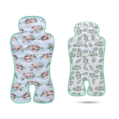 Gel Car Seat Cooler Pad,1 Pack Double Sides-Universal Baby Stroller Ice Cushion Cooler Mat,Summer Cooling Seat Liner,Multifunctional Suitable for Baby Dining Chair,Child Safety Seat(Sloth + Leaves)