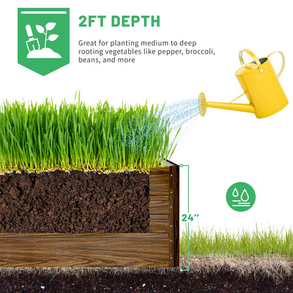 SnugNiture 2 Pcs 4x2x2FT Raised Garden Bed Galvanized Planter Garden Boxes Outdoor, Deep Root Planter Raised Bed for Vegetables Flowers Herbs,Brown