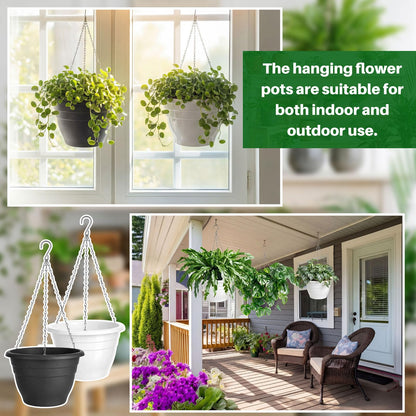 Romooa 40 Pcs 10 Inch Plastic Self Watering Hanging Planters Bulk Hanging Baskets for Plants Indoor Outdoor with Drainage Holes and Chain Plant Pot for Garden, Balcony, Porch, Patio Decor