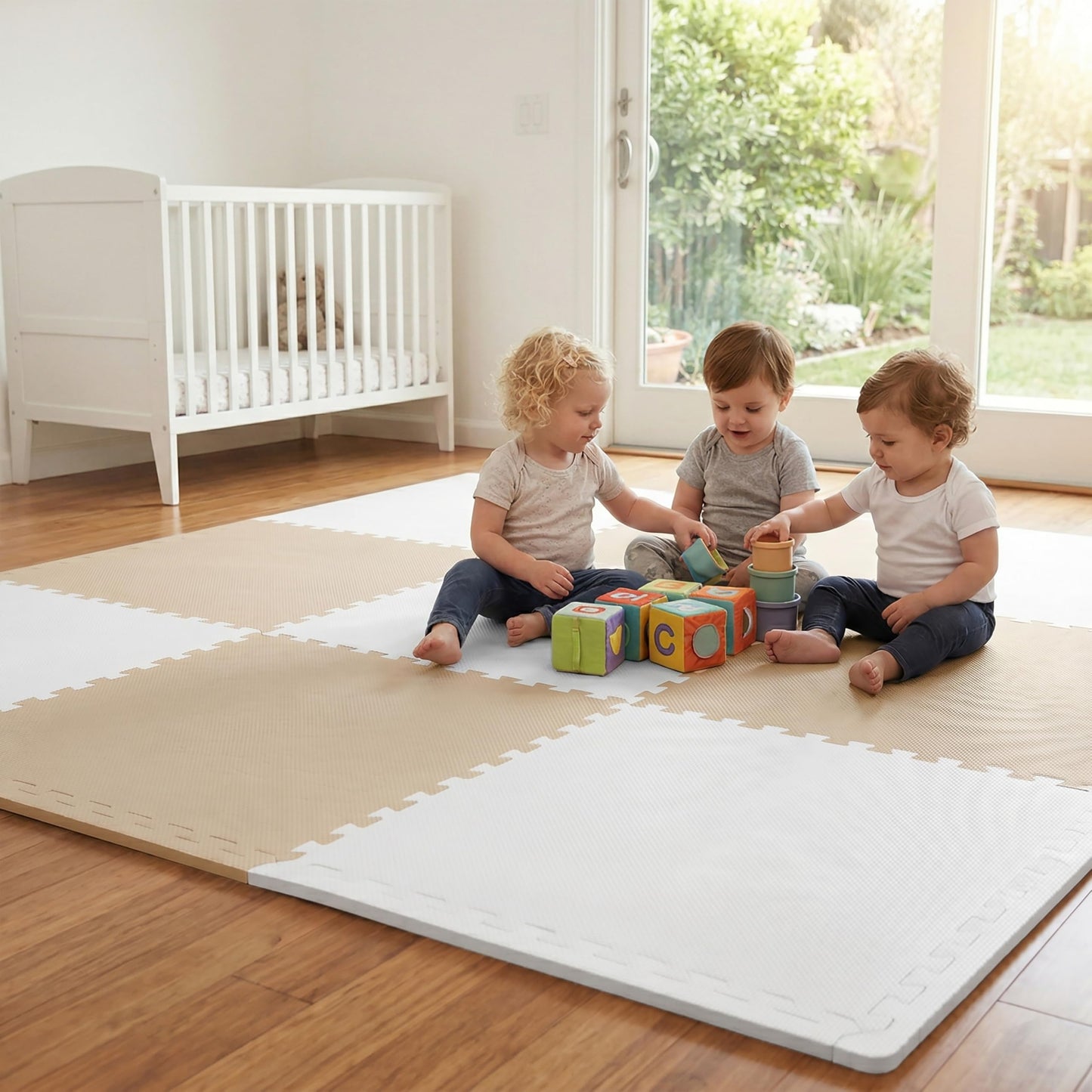 FlooringInc Baby Play Mat for Floor, Extra Large 2'x2' Foam Floor Tiles for Kids, Soft Interlocking Puzzle Mat, 1/2 Inch Thick, Non-Toxic EVA (Earthy, 6 Tile Pack, 24 Sq Ft)