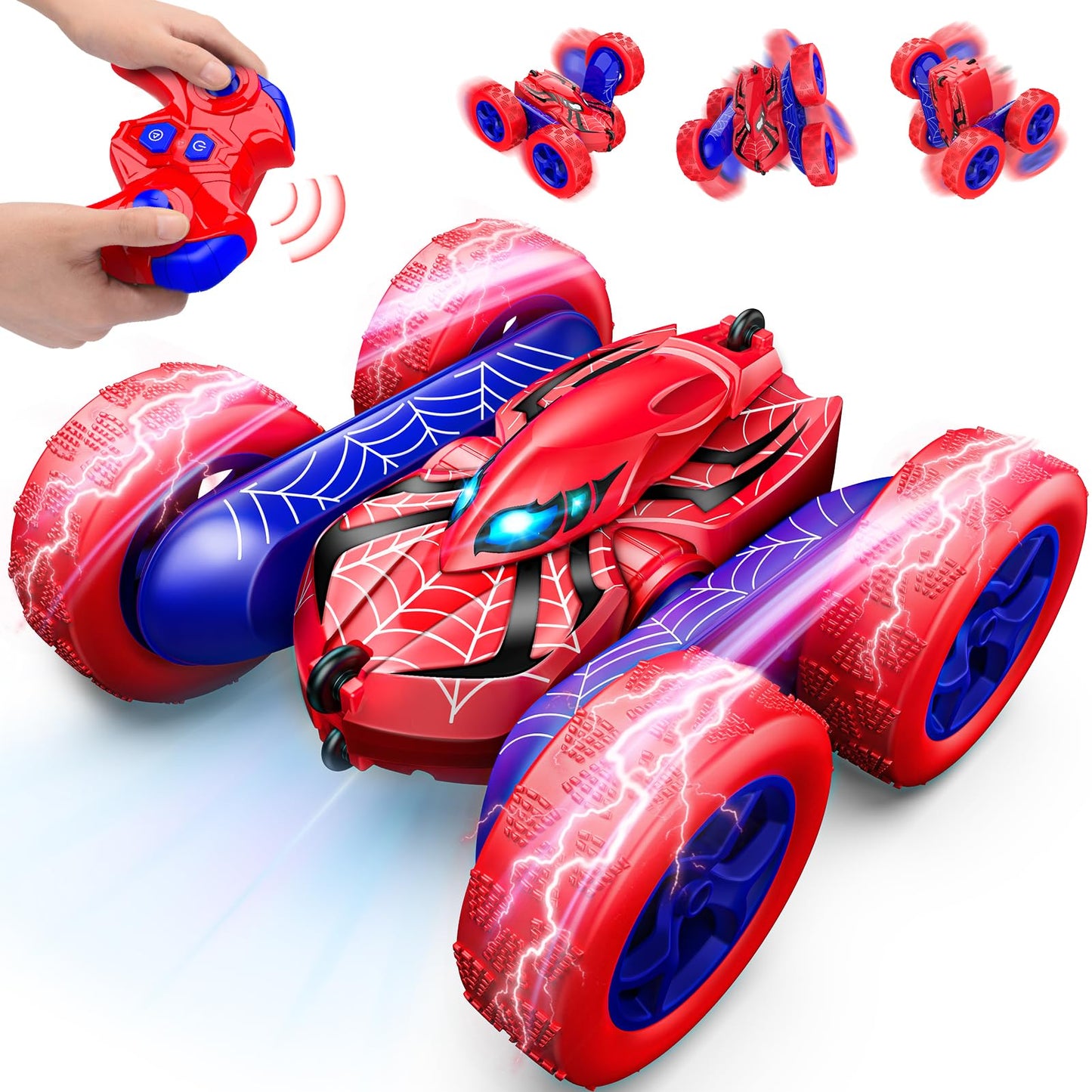 Yeriayha RC Cars Toys for 3 4 5 6 7 8 9 10 Year Old Boys,Double Sided 360° Flip 4WD Remote Control Car 2.4GHz Electric Rechargeable Toys for Ages 4-6 5-7 for Birthday Christmas Basket Stuffers