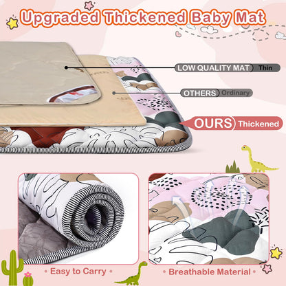 65x50 Playpen Mat for Baby Crawling: Large Baby Play Mat for Kids Infants, Toddler, Soft Non-Slip & Washable Baby Floor mat, Foldable Playmat for Indoor & Outdoor, Boho Design