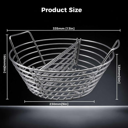 MGSJ Craft Charcoal Ash Basket, Stainless Steel Charcoal Basket with Divider, Fits Large Big Green Egg Grill, Kamado Joe Classic and Other Similar Grills, Kamado Joe Accessories for Men