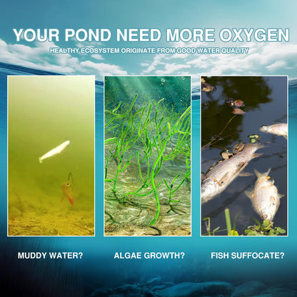 PATIOASIS 3 Acre Pond Aerator System, 5.76 CFM Outdoor Pond Aerator Kit for Large Lakes, 100ft Sinking Airline, 2 Diffusers & 2 Anti-Burst Stainless Steel Hoses, Enhances Water Clarity for Fish Ponds