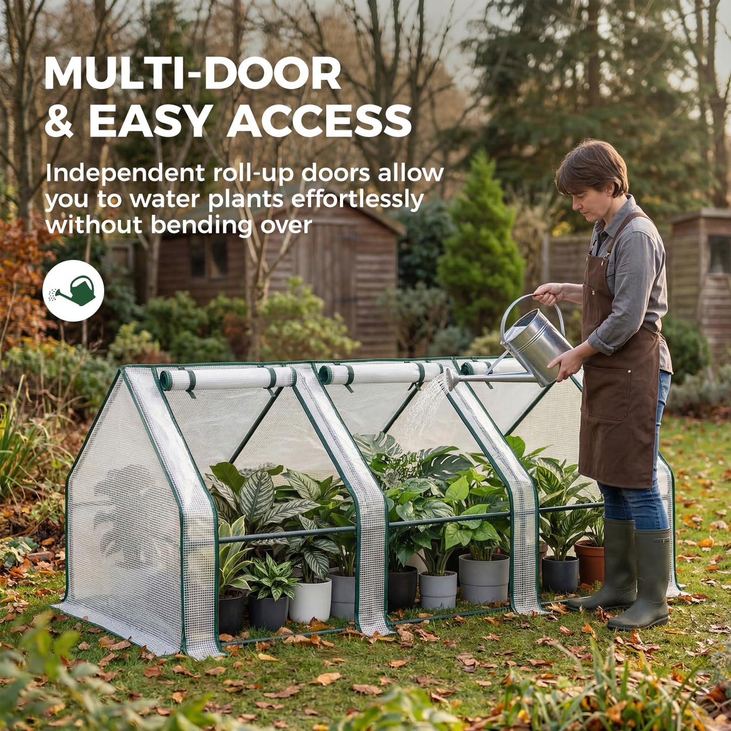 Gentingbro 106 x 36 x 34-Inch Mini Greenhouse Outdoor Invernaderos para Plantas Exterior with Fully Openable Zipper Door Cover Portable Frame with Reinforced U-Shaped Ground Stakes