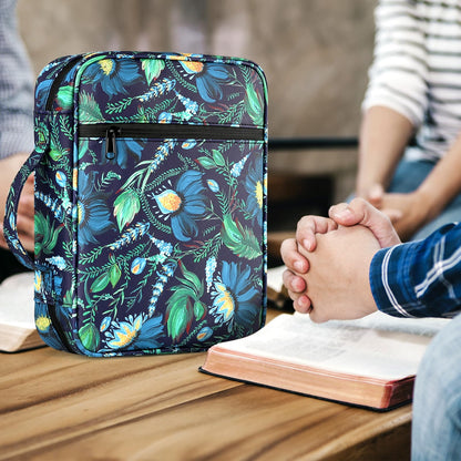 Bible Cover with Durable Handle, Carrying Book Case Church Bag Bible, Protective with Zippered Pocket, Bible Study Accessories Supplies, Book Protector for Book Lovers, DarkBlue