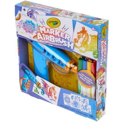 Crayola Marker Airbrush Spray Art Kit, Essential Easter Basket Stuffer for Kids, Battery-Powered Sprayer with 8 Washable Markers & 5 Stencils, DIY Craft Set, Ages 6+