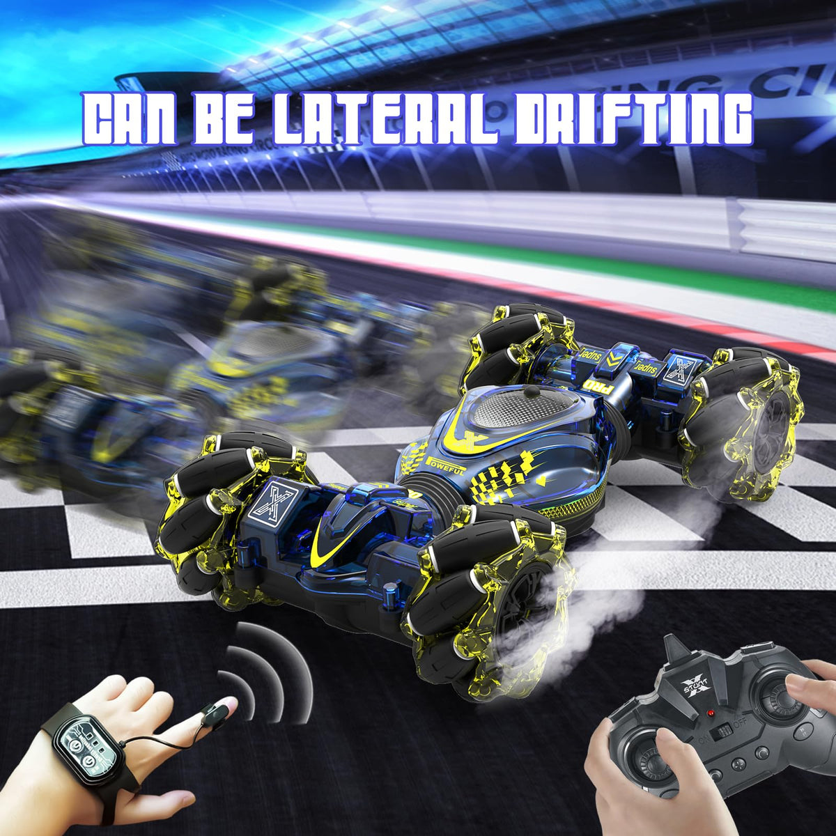 XUERENTECH Gesture Sensing RC Stunt Car Toys for Boys Girls 6-12, 4WD Drift Hand Controlled Car Offroad 360° Rotation with Lights Music for Kids Age 7 9 10 11 12 Years Old Birthday Xmas Gifts