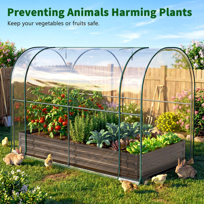 Galvanized Raised Garden Bed for Gardening Vegetables with Cover, 82.7"x43.3"x47.2" Outdoor Metal Planter Box Kit with Roll-Up Large Screen Windows Mini Greenhouse for Growing Vegetables Flower