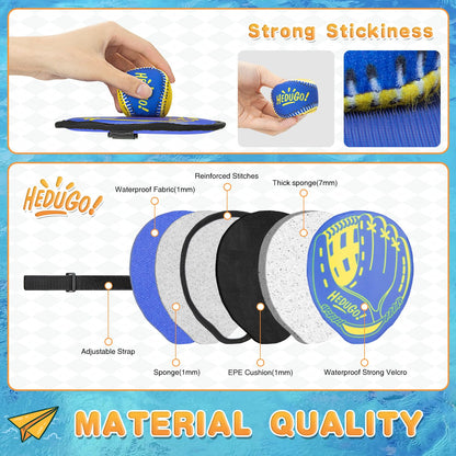 HEDUGO Toss and Catch Game Set Classical Outdoor Toys for Kids at The Beach, Yard, or Park Outside Games 4 Paddles 4 Balls Family Games for Kids and Adults Easter Toys Gifts