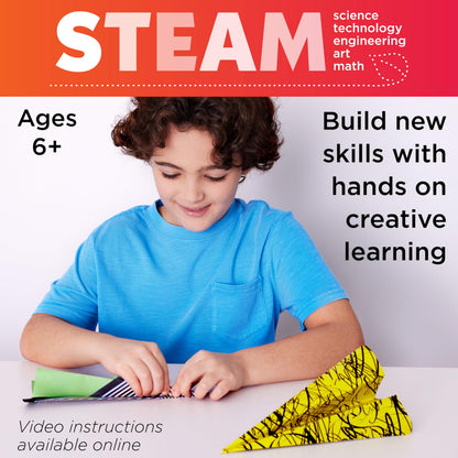 Creativity for Kids Stunt Squadron Fold & Launch Paper Airplanes: Create 80 Paper Airplanes, STEM Science Kit for Kids, Airplane Craft Kit for Kids, Gifts and Toys for Boys (Ages 6+)