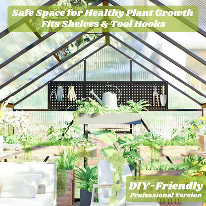 8x12 FT Greenhouses for Outdoors, Polycarbonate Greenhouse with PC Panels, Greenhouses for Outdoors for Yard, Garden, Hobby, Charcoal Black