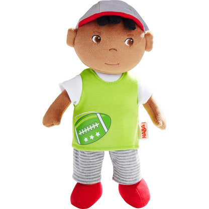 HABA Soft Doll Mason – 11.5" Plush Baby Boy Toy with Black Hair and Soft Toddler Companion for Ages 6 Months and Up, First Doll Gift for Kids, Machine Washable, Huggable & Durable