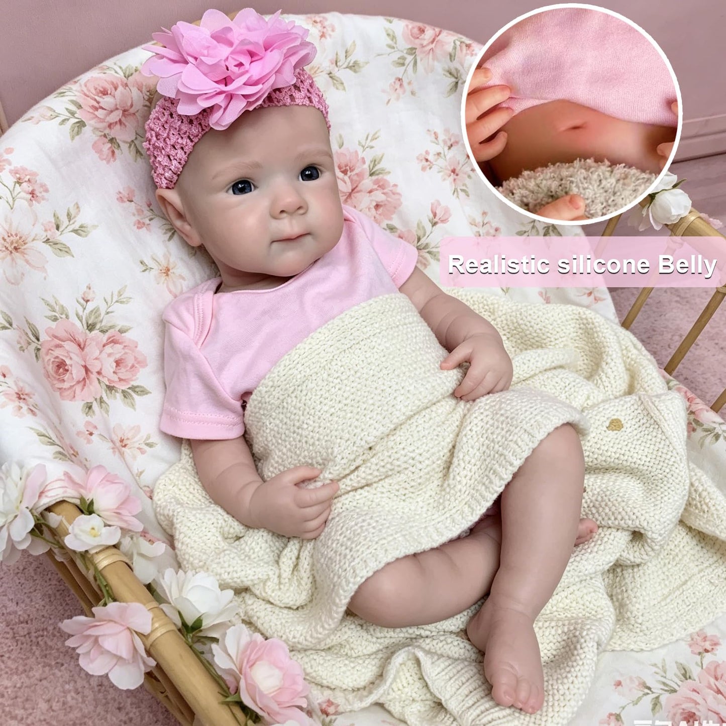 OtardDolls 18 Inch Silicone Baby Doll Full Body Girl Soft Lifelike Realistic Newborn with Clothes and Bottles for Kids