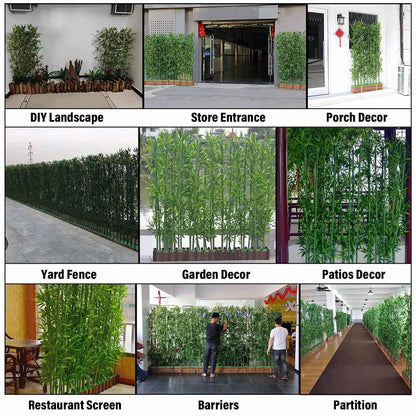Artificial Green Bamboo Plant Balcony Privacy Screen Plants Privacy Fence for Outdoor Garden Terrace Courtyard Entrance(100cm/3.3ft)
