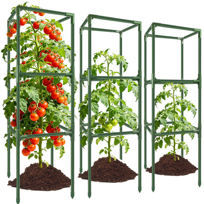 SprintGy 3 Pack Square Tomato Cages, 49'' Tall Heavy Duty Steel Tomato Trellis Kit for Garden, Plant Support Tower Stakes Cucumber Pepper Trellis for Climbing Vegetable Flowers