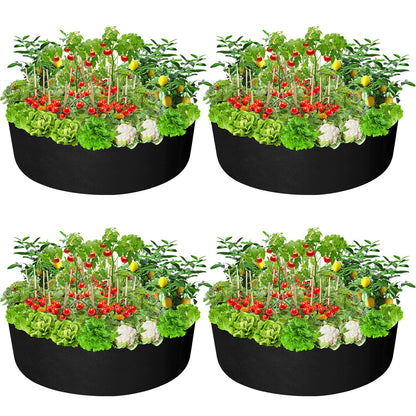 Zhehao 4 Pcs 100 Gallon Fabric Raised Planting Bed Round Garden Grow Bags Heavy Duty Breathable Fabric Raised Planter Container for Gardening Vegetables Herbs and Plants Outdoor