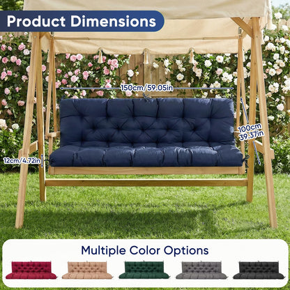 SLIMSTY Porch Swing Cushions,Waterproof 2-3 Seater Replacement for Outdoor Furniture,Thickened 4.7 Inches Patio Cushion with Ties& Backrest,Outdoor Bench Cushion for Backyard,Garden,60 x 40 inches