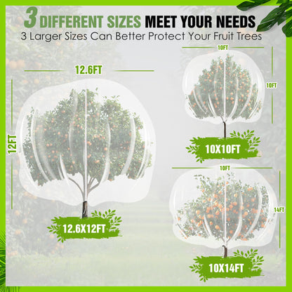 10 X 14FT Large Fruit Tree Netting, Tree Nets for Fruit Trees with Zipper and Drawstring, Insect Netting Barrier for Garden Blueberry Bushes Cherry Peach Apple Protection from Squirrels Birds Pests