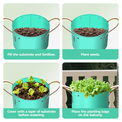 SPONDWILD 7 Pcs 15 Gallon Grow Bags, PE Garden Grow Bags for Plants with Branch-Binding Holes and Bottom Drain Holes, Ideal for Vegetables, Strawberries and Flowers