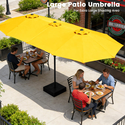 Ayge 15FT Patio Umbrella with Base,Large Outdoor Double-Sided Rectangle Umbrella with Crank Handle, Market Umbrella for Poolside Garden Deck Backyard Beach Pools,Yellow