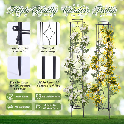 Novabright 2 Pack 71''h X9.8''w Garden Trellis for Climbing Plants Metal Plant Trelli Indoor Outdoor Metal Garden Trellis for Potted Plants Climbing Houseplants Flowers Decorative Outdoor Downpipes